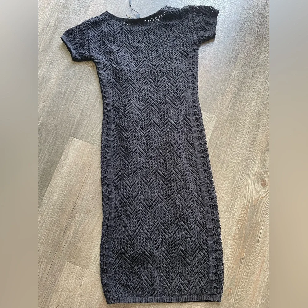 NWT DONNA KARAN Crochet Overlay Shift Dress Womens XS Black Geometric Lined $325